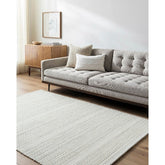 Precious Solid and Border Cream/Light Slate Area Rug
