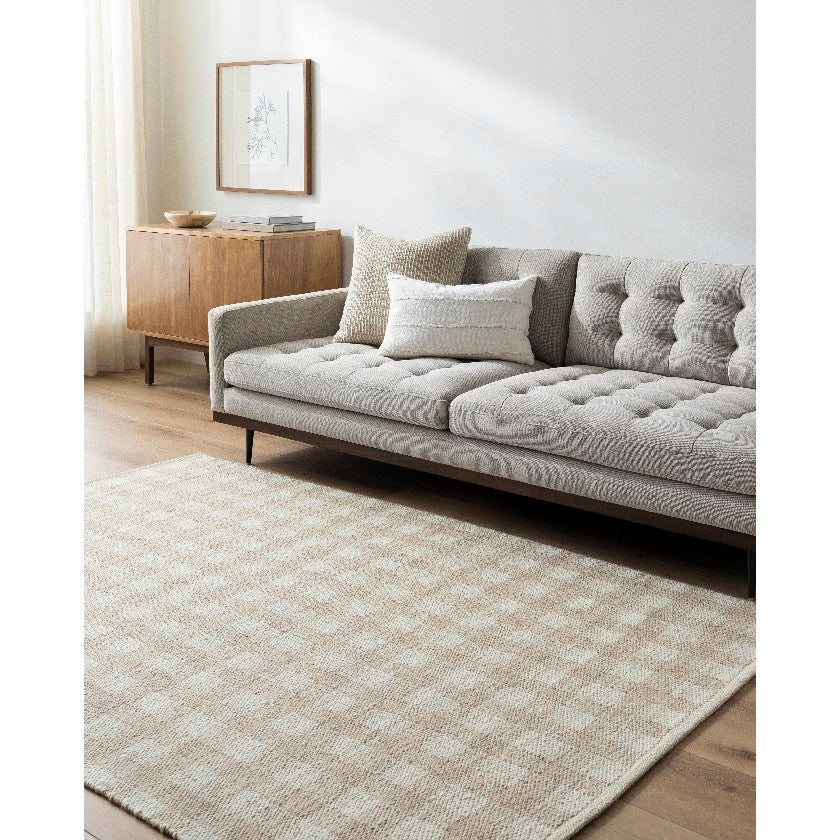 Jamaris Solid and Border Warm Grey Area Rug