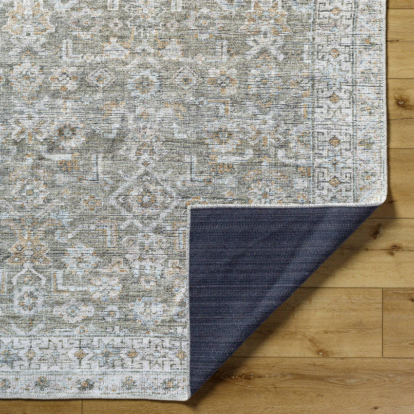 Dian Traditional Khaki/Light Silver Washable Area Rug