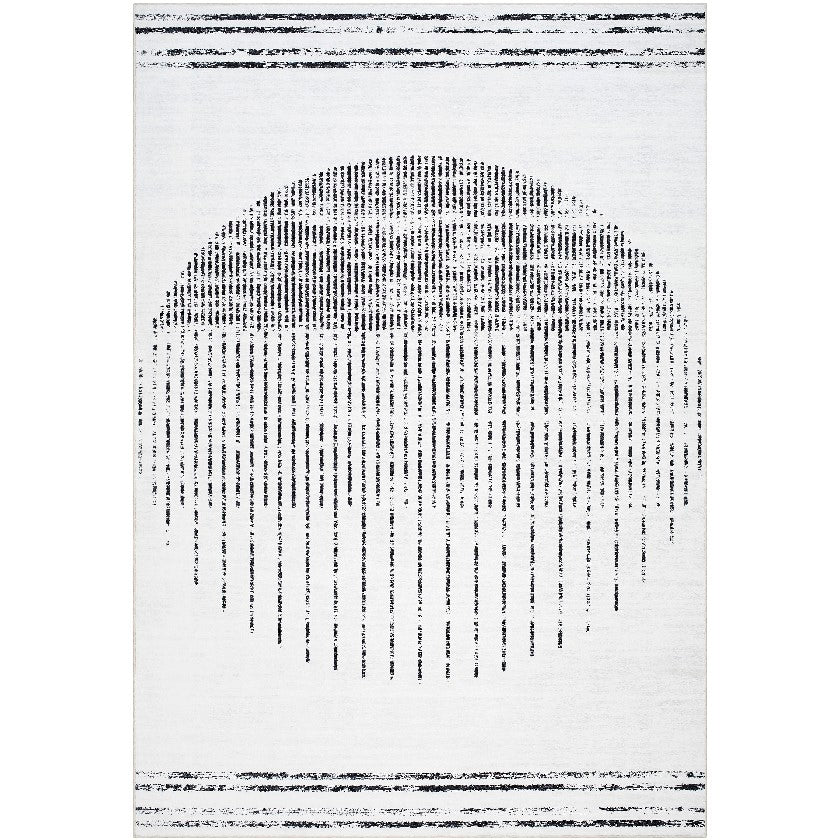 Marita Modern Off-White/Black Washable Area Rug