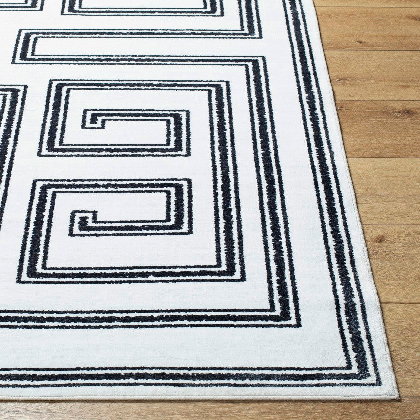 Staley Modern Black Washable Area Rug