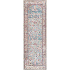 Kyeisha Traditional Pale Blue Washable Area Rug
