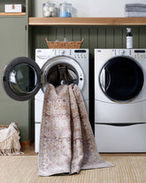 Kyna Traditional Light Brown Washable Area Rug