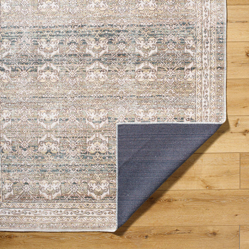 Trivia Traditional Dark Brown Washable Area Rug
