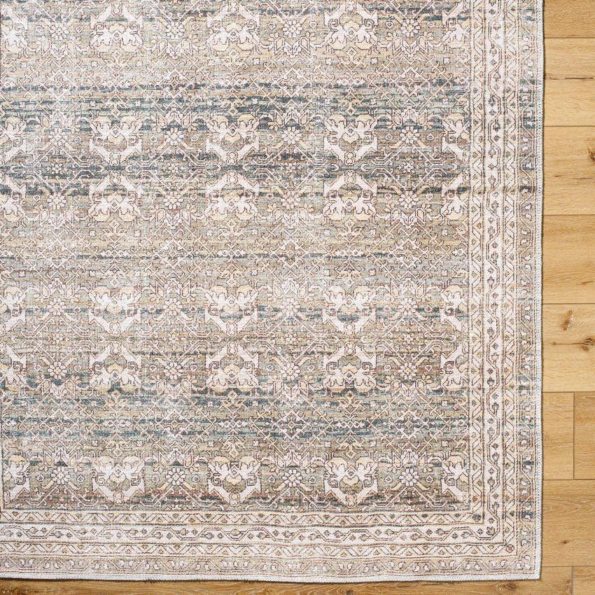 Trivia Traditional Dark Brown Washable Area Rug