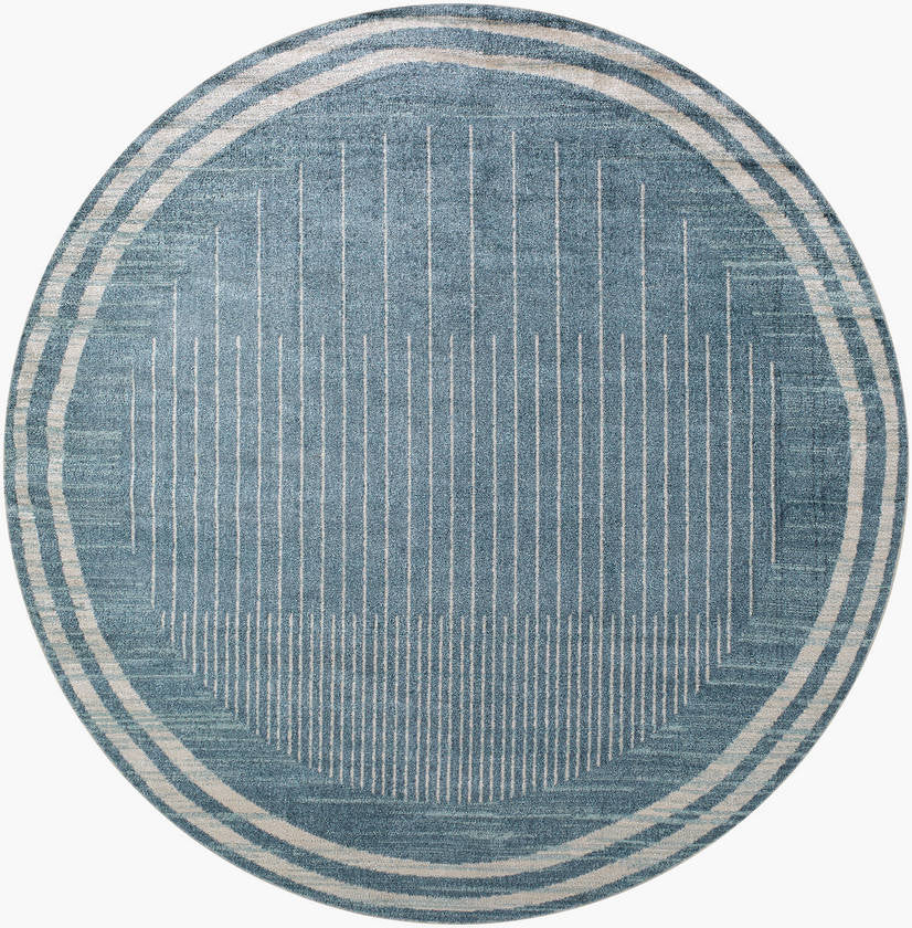 Elk Falls Modern Slate Blue Washable Area Rug
