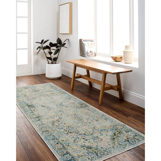 Elsmore Traditional Slate Washable Area Rug
