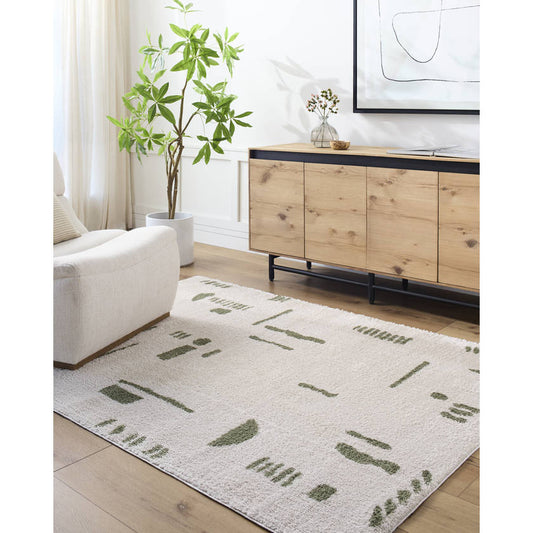 Shareef Modern Grass Green Washable Area Rug