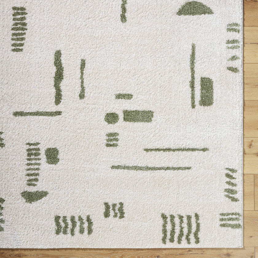 Shareef Modern Grass Green Washable Area Rug