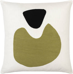 Patria White/Olive Pillow Cover
