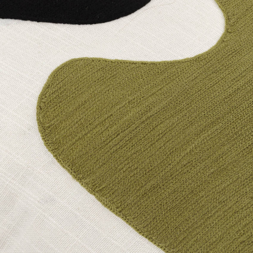 Patria White/Olive Pillow Cover