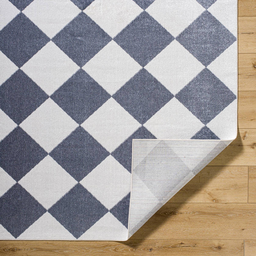 Senior Modern Slate/Ivory Washable Area Rug