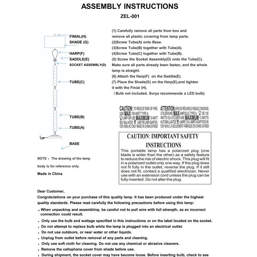 Camilia Traditional White Floor Lamp