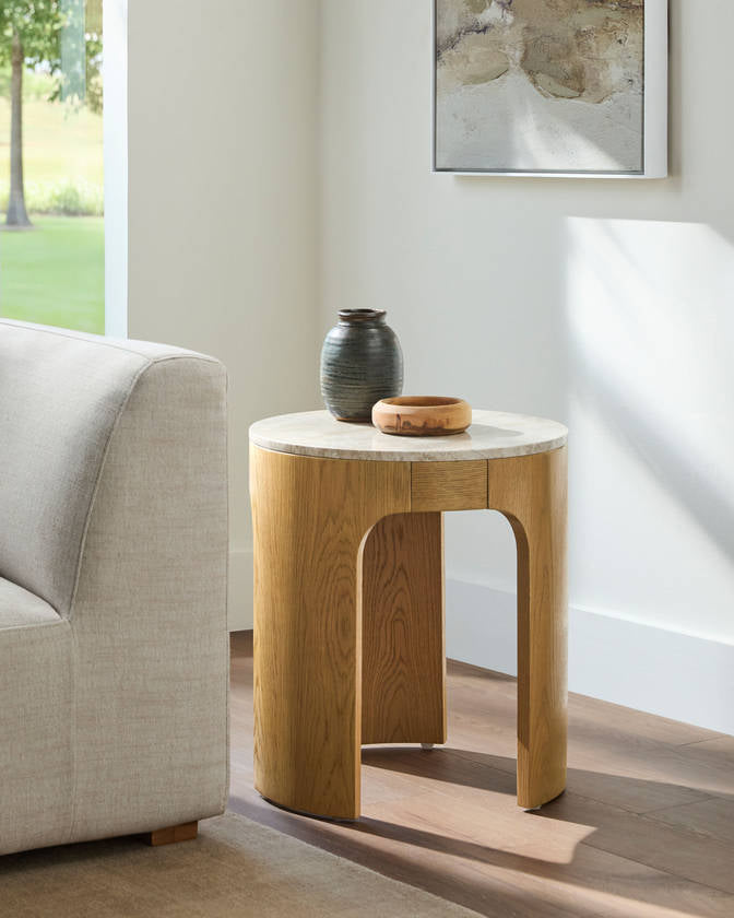 Krystil White End Table
