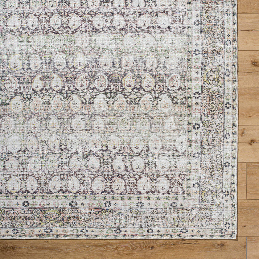 Lorelai Traditional Dark Brown Washable Area Rug - Vivir x Livabliss