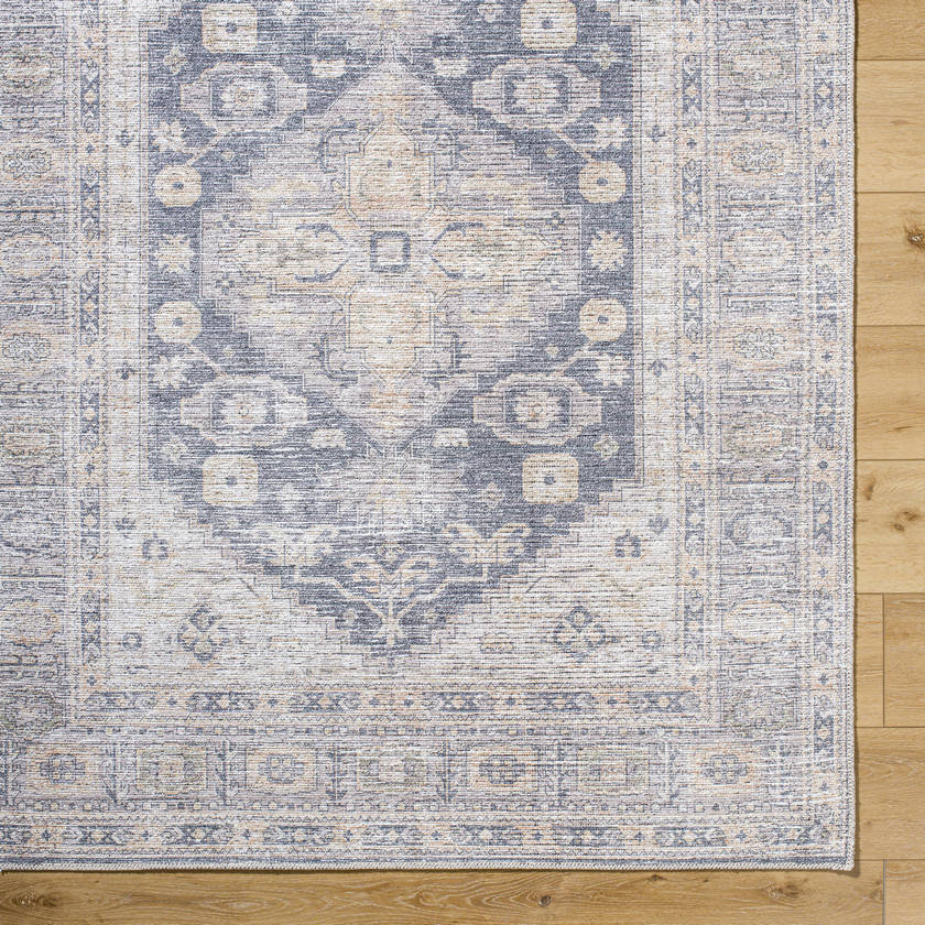 Lorelai Traditional Black/Light Beige Washable Area Rug - Vivir x Livabliss