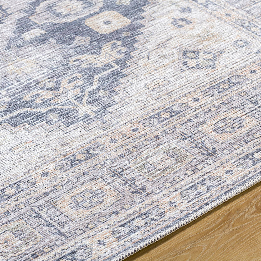 Lorelai Traditional Black/Light Beige Washable Area Rug - Vivir x Livabliss