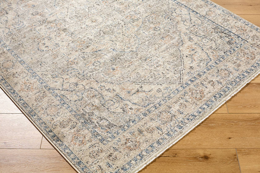Maria Elena Traditional Taupe/Dark Blue Area Rug - Galey Alix Livabliss