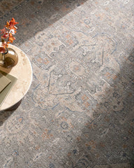 Maria Elena Traditional Taupe/Dark Blue Area Rug - Galey Alix Livabliss