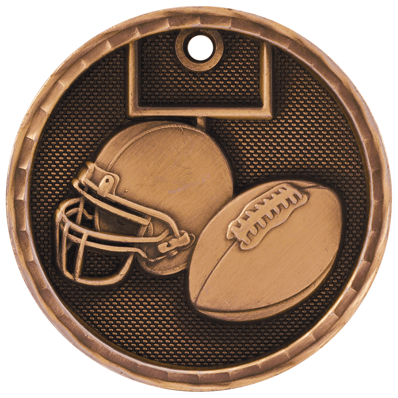 2" Antique 3D Football Medal