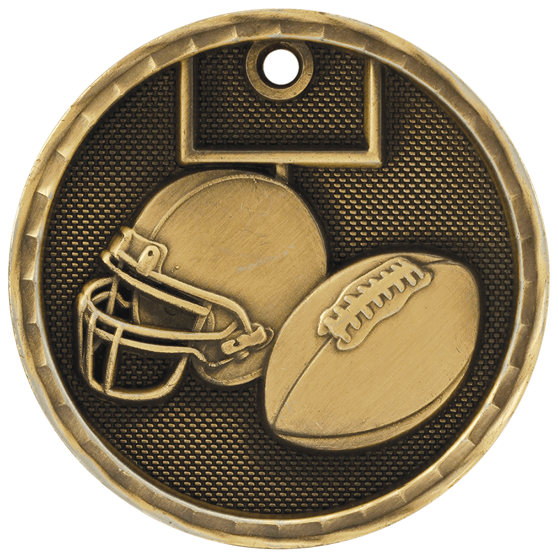 2" Antique 3D Football Medal
