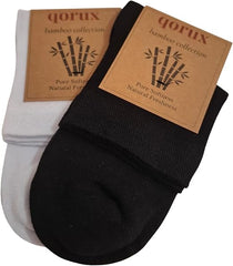 Qorux Men's Bamboo Ankle Socks – 2 Pairs Black & White Low Cut Socks, Soft Breathable No-Show Casual Socks for Sneakers & Everyday Wear