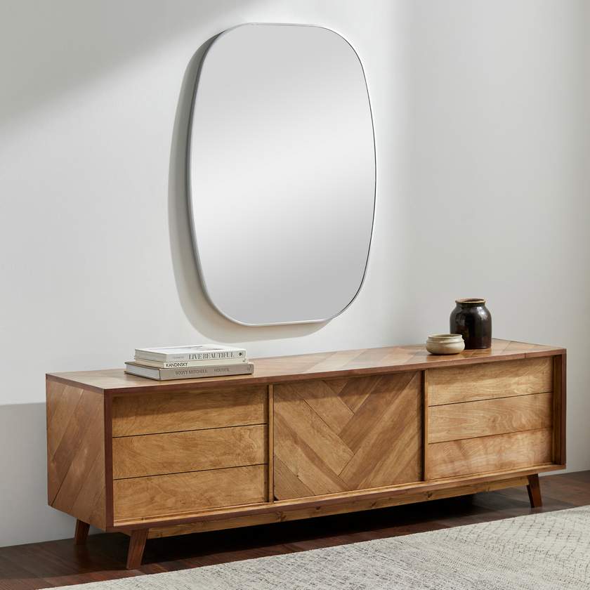 Stephannie Modern Metallic Silver Wall Mirror