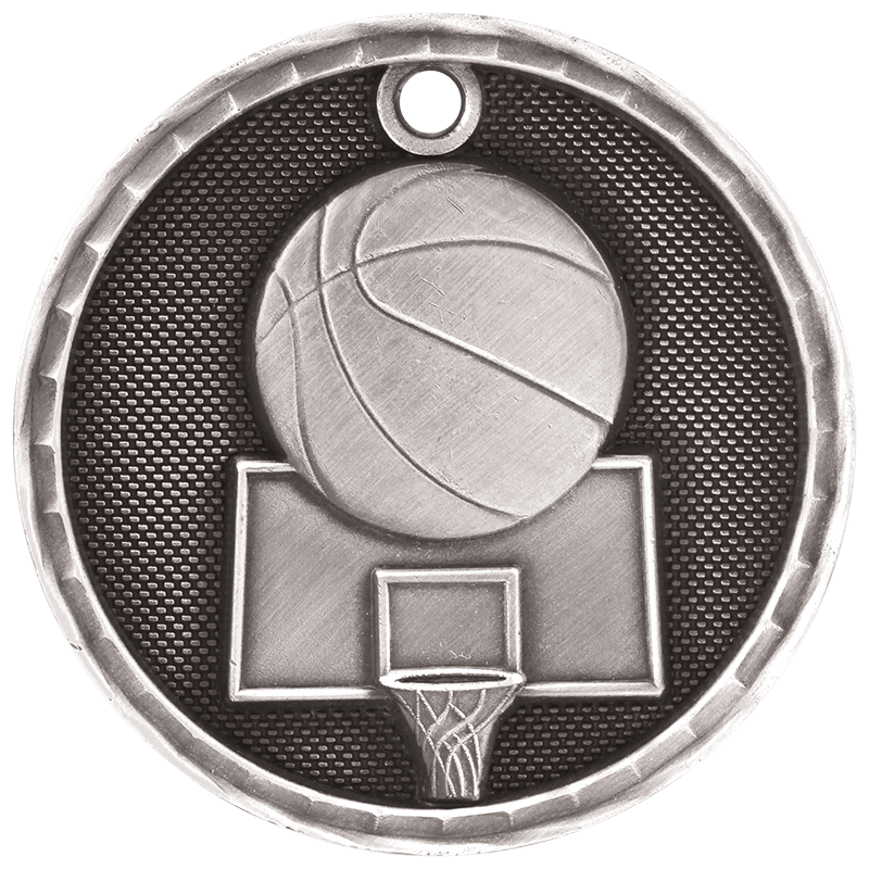 2" Antique 3D Basketball Medal