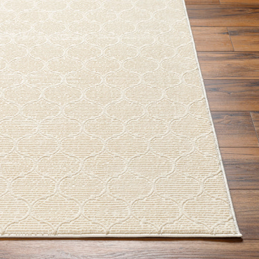 Surya Alder Loomed Polyester Cream Rectangular Indoor Stripe Bohemian/Eclectic Machine Washable Area Rug