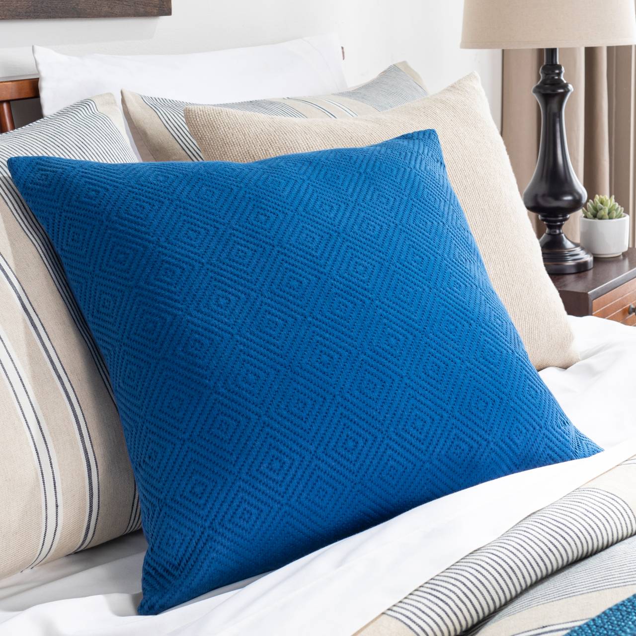 Ichtegem Bright Blue Pillow Cover