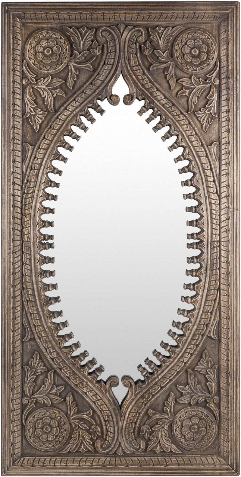 Glinden Traditional Dark Brown Wall Mirror