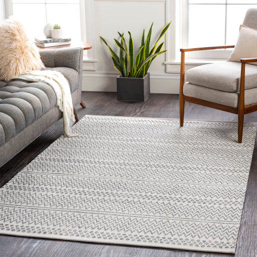 Surya La Casa 8' x 10' Cotton Charcoal Rectangular Indoor Medallion Global Area Rug