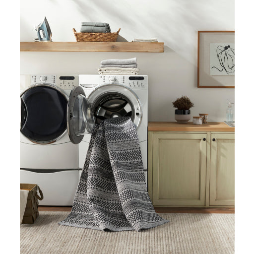 Surya La Casa Cotton Black Rectangular Indoor Medallion Global Area Rug