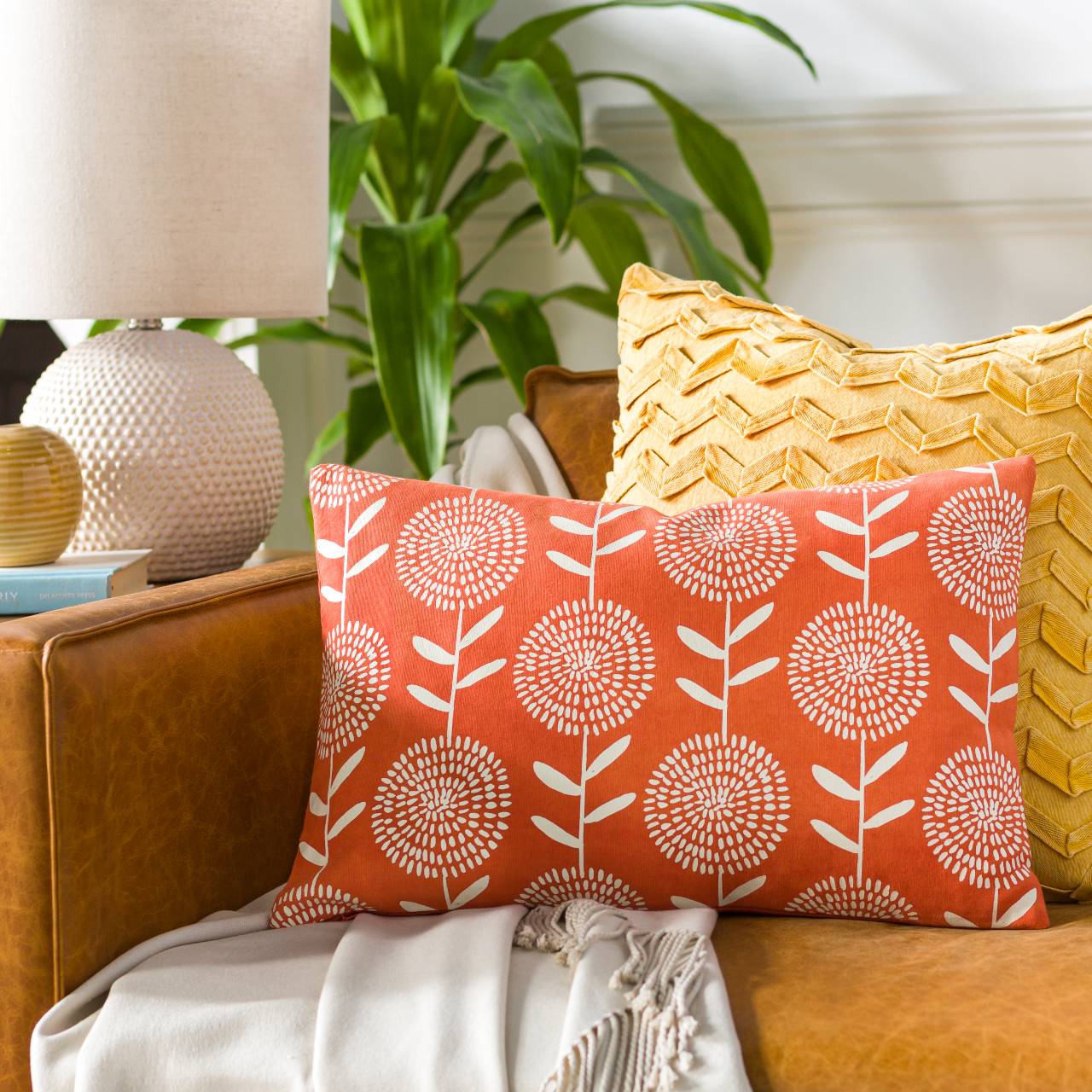 Mining Bright Orange Pillow Cover