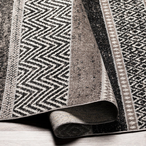 Surya Lavadora Flatweave Polyester Black Rectangular Indoor Medallion Modern Machine washable Area Rug