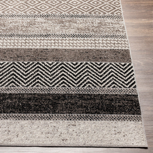 Surya Lavadora Flatweave Polyester Black Rectangular Indoor Medallion Modern Machine washable Area Rug