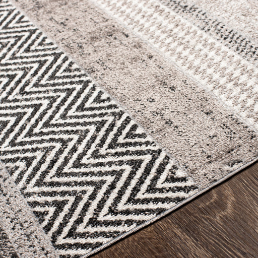 Surya Lavadora Flatweave Polyester Black Rectangular Indoor Medallion Modern Machine washable Area Rug