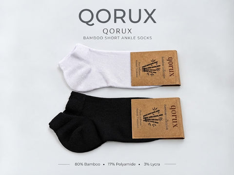 QORUX Bamboo Ankle Socks | Low Profile, Breathable Sneaker Socks for Women & Men (6 Pairs)