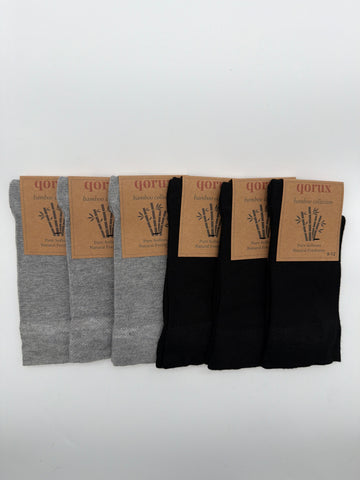 QORUX Bamboo Crew Socks | Soft, Breathable, Moisture Wicking (6 Pairs)
