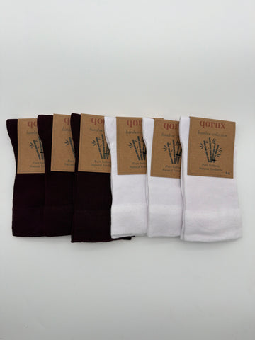 QORUX Bamboo Crew Socks | Soft, Breathable, Moisture Wicking (6 Pairs)
