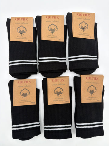 QORUX Cotton Crew Socks | Semi-Cushioned, Breathable, Unisex (6 Pairs)
