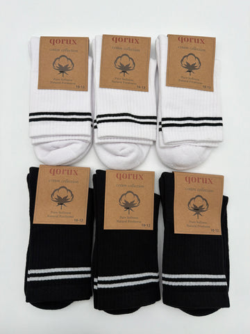 QORUX Cotton Crew Socks | Semi-Cushioned, Breathable, Unisex (6 Pairs)