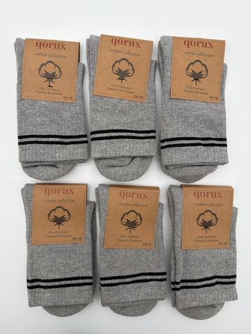 QORUX Cotton Crew Socks | Semi-Cushioned, Breathable, Unisex (6 Pairs)