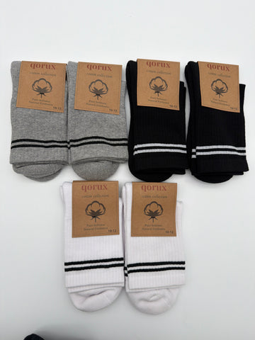QORUX Cotton Crew Socks | Semi-Cushioned, Breathable, Unisex (6 Pairs)