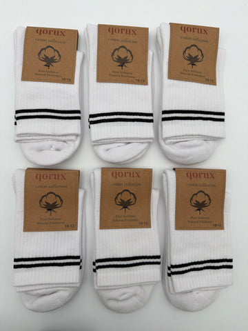 QORUX Cotton Crew Socks | Semi-Cushioned, Breathable, Unisex (6 Pairs)