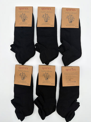 QORUX Bamboo Semi Cushioned Ankle Socks | Soft Breathable Athletic Socks (6 Pairs)