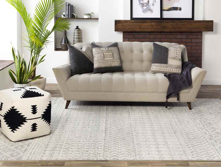 Louise Global Light Gray/White Area Rug