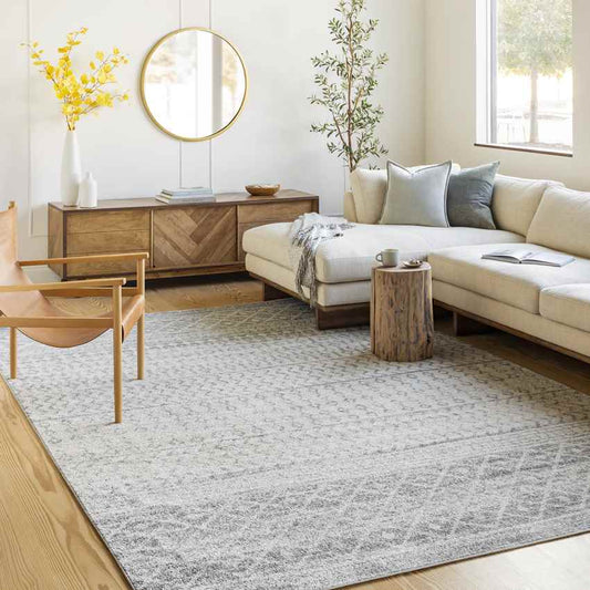 Louise Global Light Gray/White Area Rug