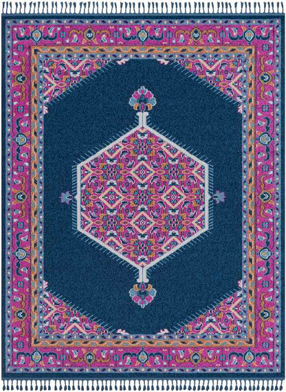 Brenna Traditional Navy Pink Area Rug