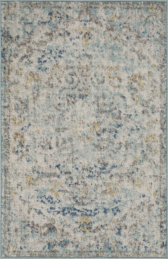 Olivia Traditional Ivory Cream/Teal/Yellow Area Rug